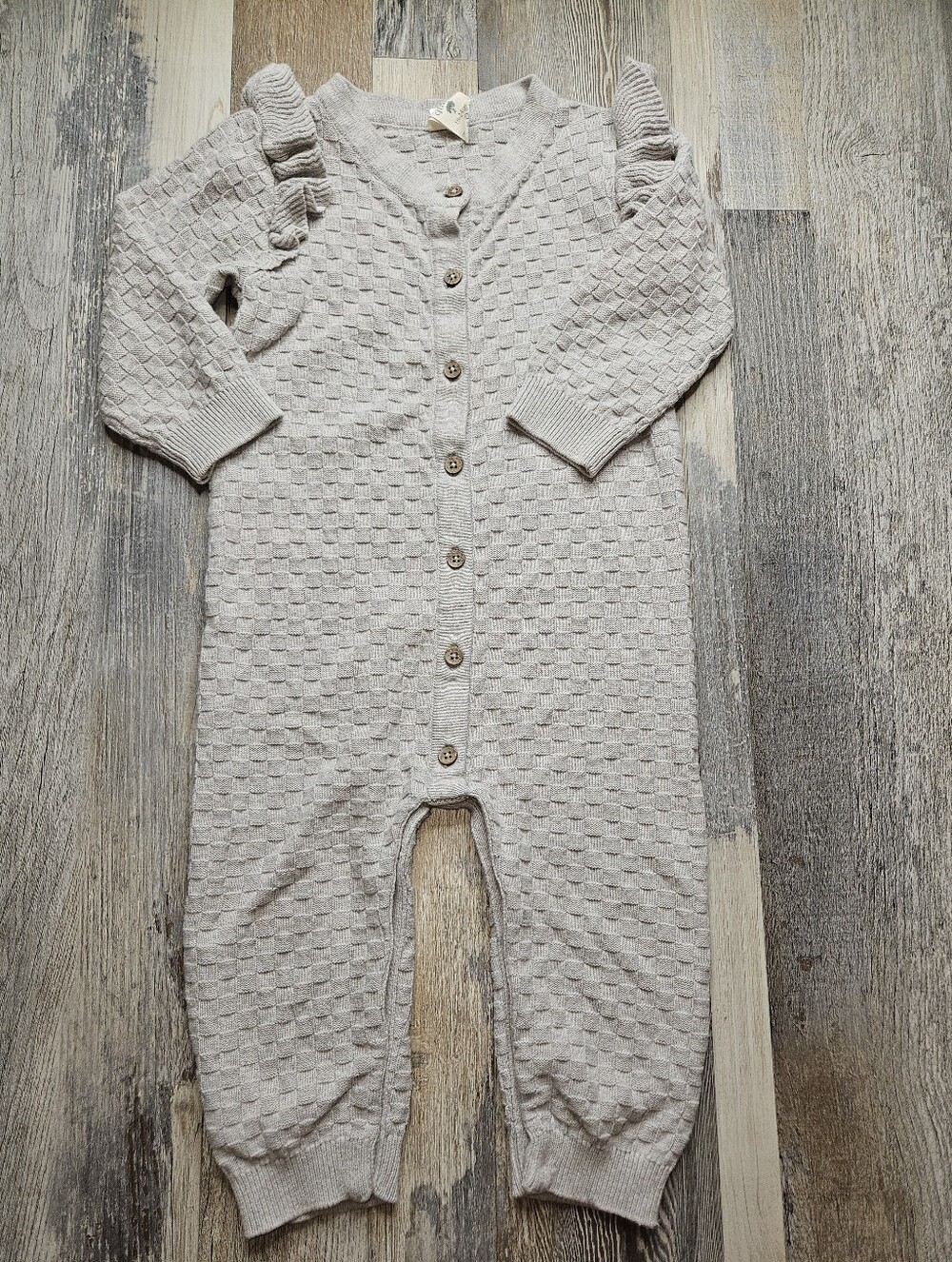 Kate Quinn 18-24 Months Grey Jumpsuit Ruffle Shoulders